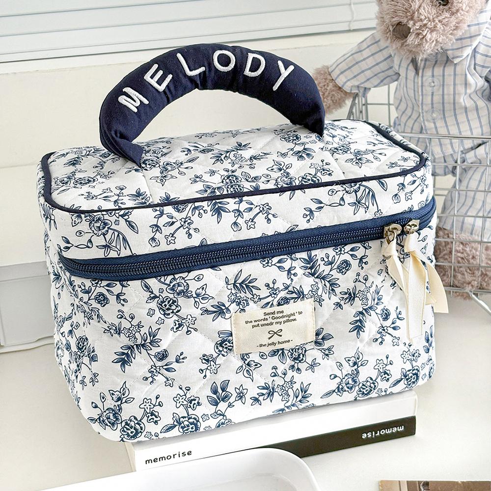 Airfriend Flower Makeup Bag Large Cosmetic Organizer Bag Woman Travel Toiletry Set Of Cosmetic Bags 3 Pcs Quilted Makeup Bag