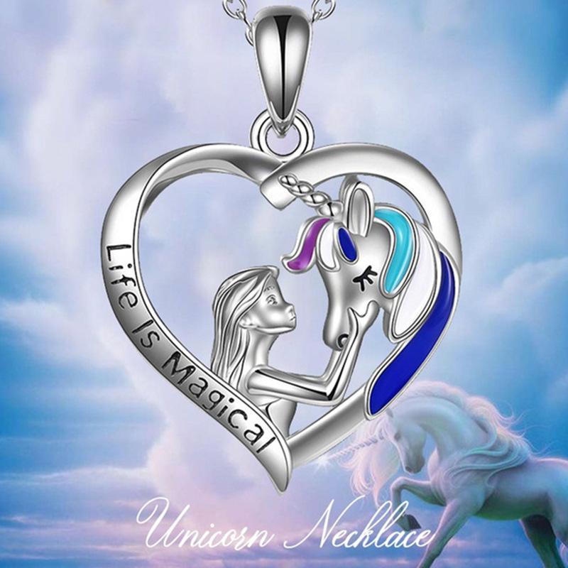 

Simple Lucky Unicorn Colorful Girl Pendant Design Creative Ornament Fashion Necklace