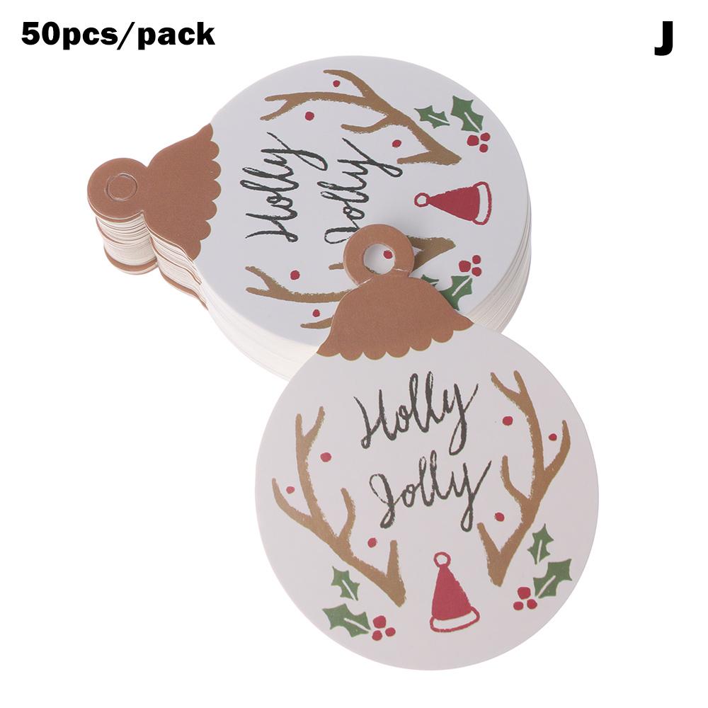 50PCS Merry Christmas DIY Kraft Tags Labels Gift Wrapping Paper Hang Tags Santa Claus Paper Cards Xmas Party Supplies