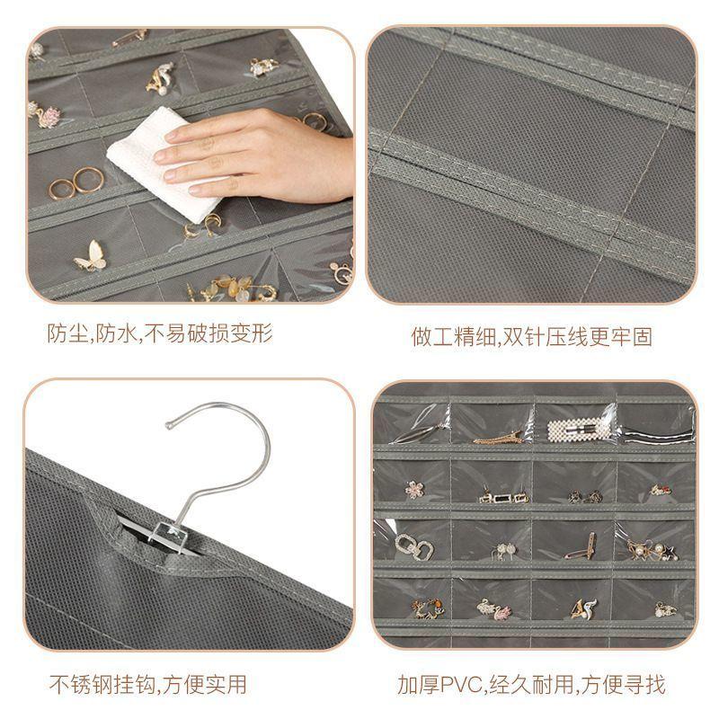 Transparent Hanging Jewelry Organizer Bag - Wall-Mounted Display Rack for Large-Capacity Accessory and Knick-Knack Storage