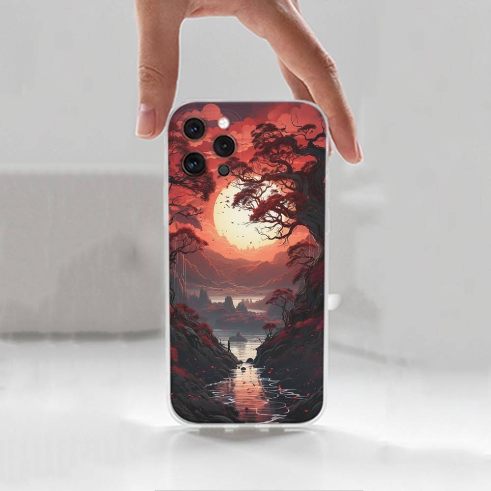 Art Style Japanese Phone For iPhone 14,13,12,11,17,16,15,Pro,X,XS,XR,SE,Max,Plus,Mini Transparent Soft Cover