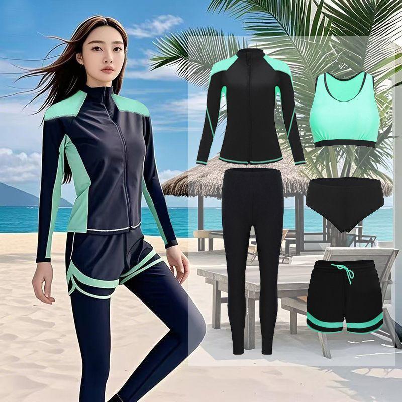 Diving Wetsuit Set Women Quick Dry Long Sleeve Rash Guard Pants 5 Piece Swimwear Snorkeling Surfing Water Sports
