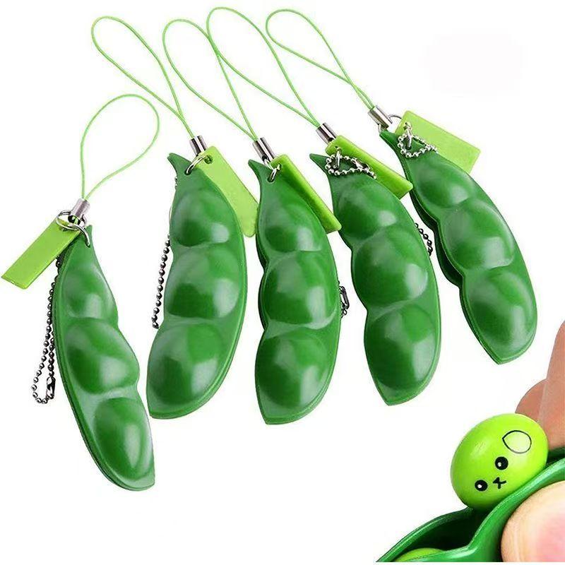 Toys 3PCS Squeeze Bean Keychain Fidget Pea Gifts for Teenager Adults Anxiety Stress Relief Party Favors Supplies Kids Boys Girls