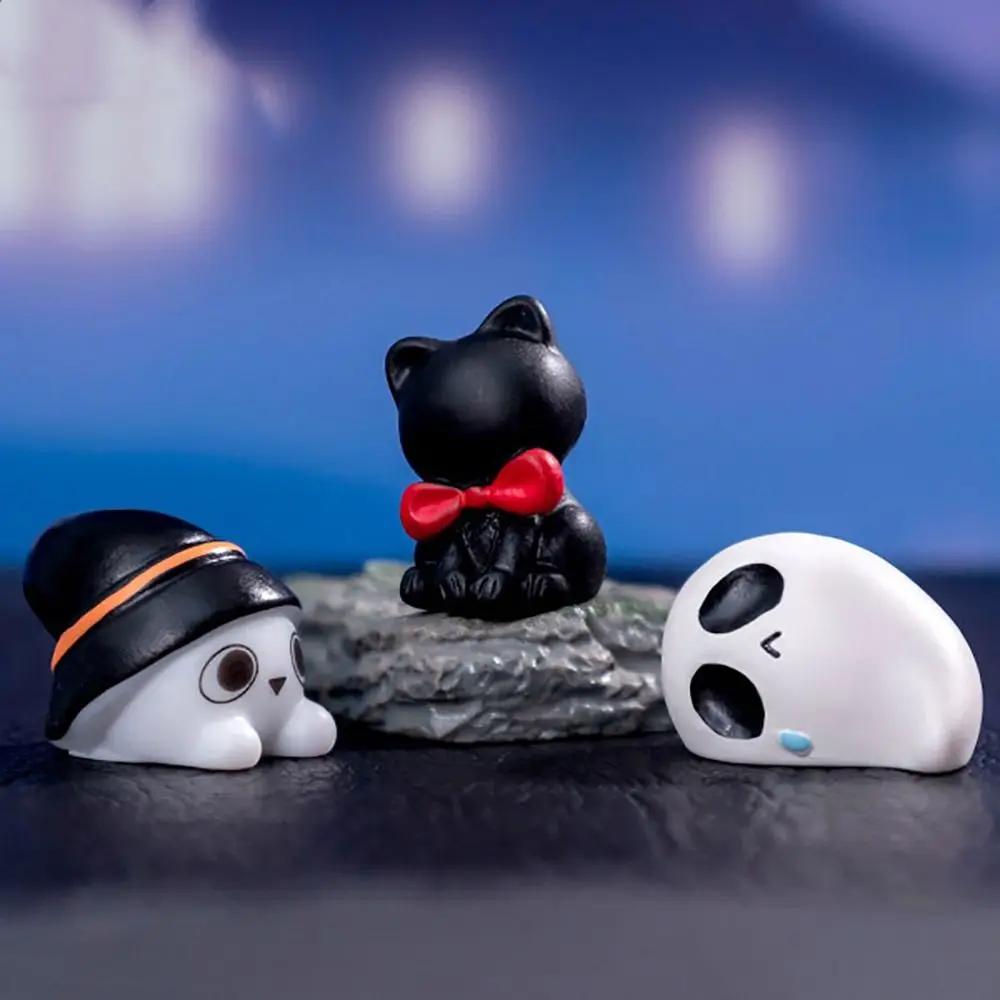 Multicolor Halloween Miniature Figurine Bat Spider Skeleton Cat Zombie Cartoon Pumpkin Ghost Statue Car Decoration Halloween
