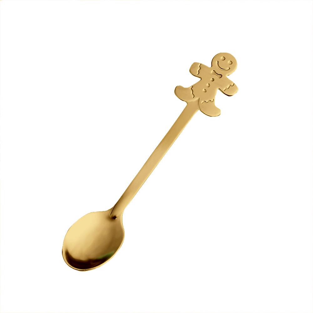 Stainless Steel Christmas Cartoon Coffee & Dessert Stirring Spoon: Snowman & Star Design