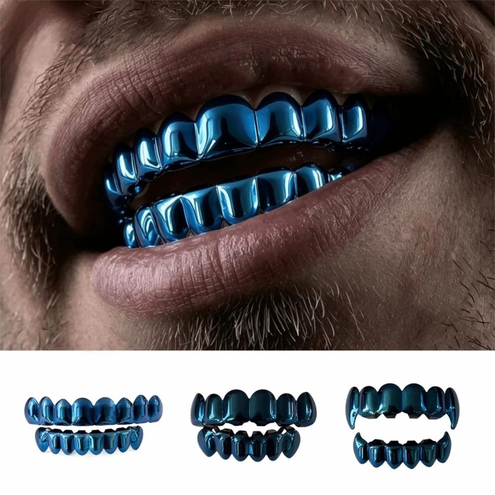 Anti Slip Teeth Grillz Top Bottom Set Glossy Finish Teeth Jewelry Fashion Teeth Grillz Caps Events