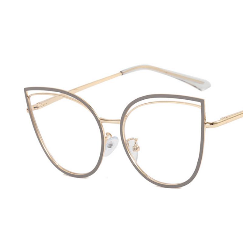 

1.67 1.74 -8 to +8 Cutout Cat Eye Metal Frame Clear Glasses Fashion Myopia Nerd Spectacles 1.67 Presbyopia 1.0 & Anti blue light