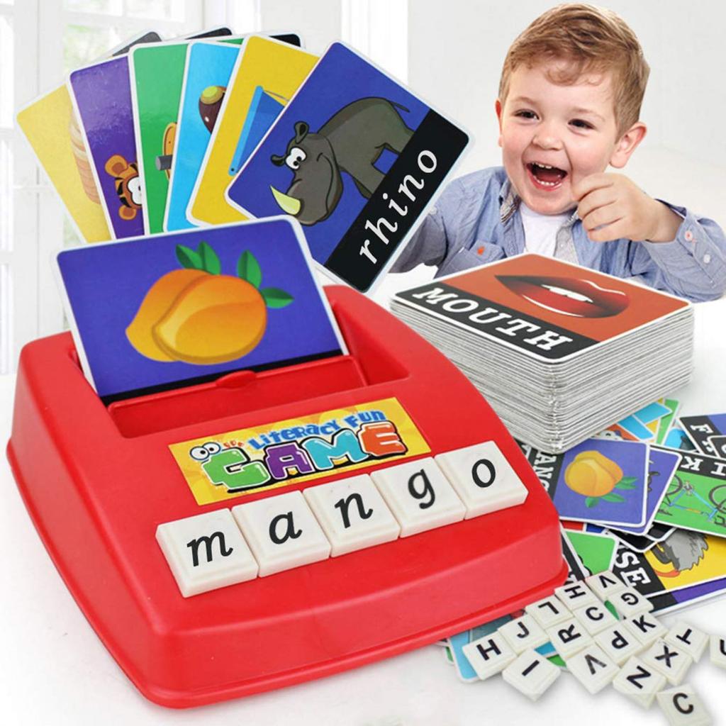 English Card Alphabet Machine Children's Puzzle Early Education Picture Literacy Platter Learning English Game Teaching Aids
