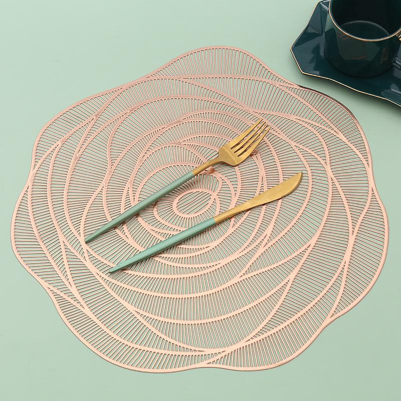 Hollow Rose PVC Non-slip Table Mat Cup Mat Restaurant Hotel Decoration Plate Mat