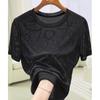 Women's Slim Fit Rhinestone Round Neck T-shirt