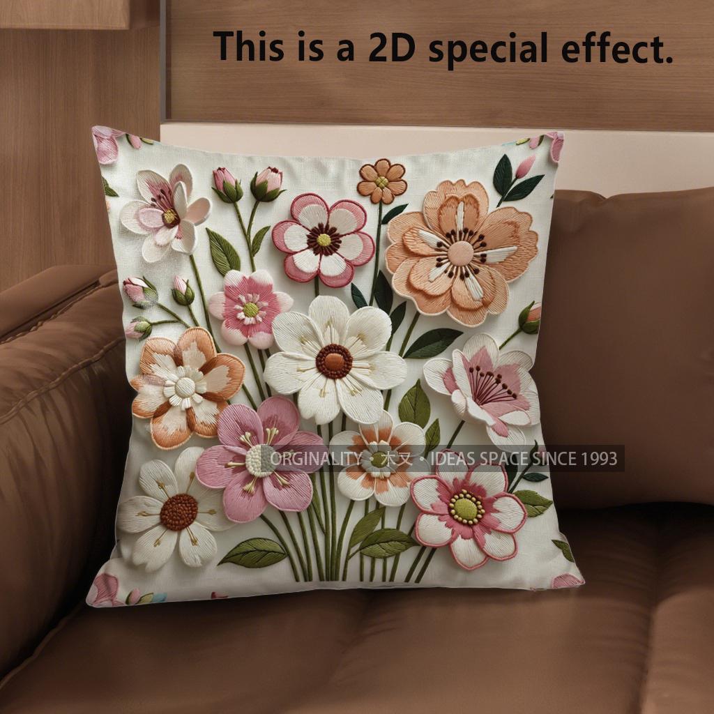 

2D Vintage Floral Print Throw Pillow Covers Pattern Cushion Cover Suitable For Sofa Bedroom Car Pillow Cover 40x40cm