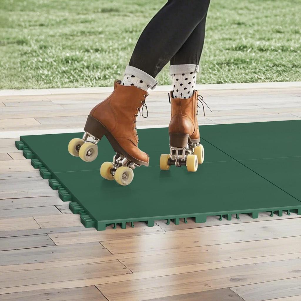 Gym Flooring Set 8 PCS Interlocking PP Puzzle Tiles Green