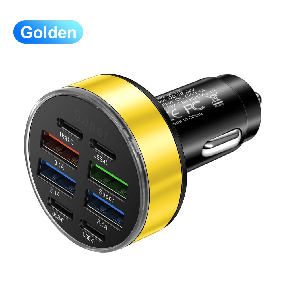 USB Car Charger Total 120W PD Type C Fast Charging Car Phone Adapter For iPhone Samsung Xiaomi