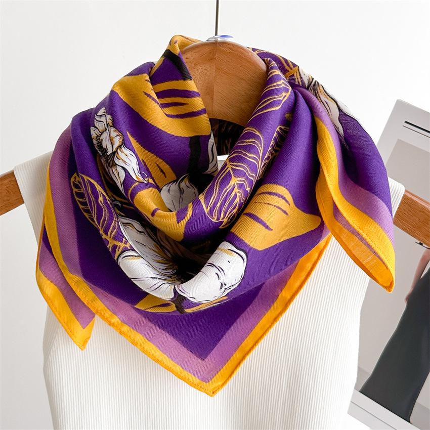 Spring Summer Luxury Design Print Silk Square Scarf Women Soft Hairband Neckerchief Hijab Headband Foulard Ribbons Gift 65*65cm