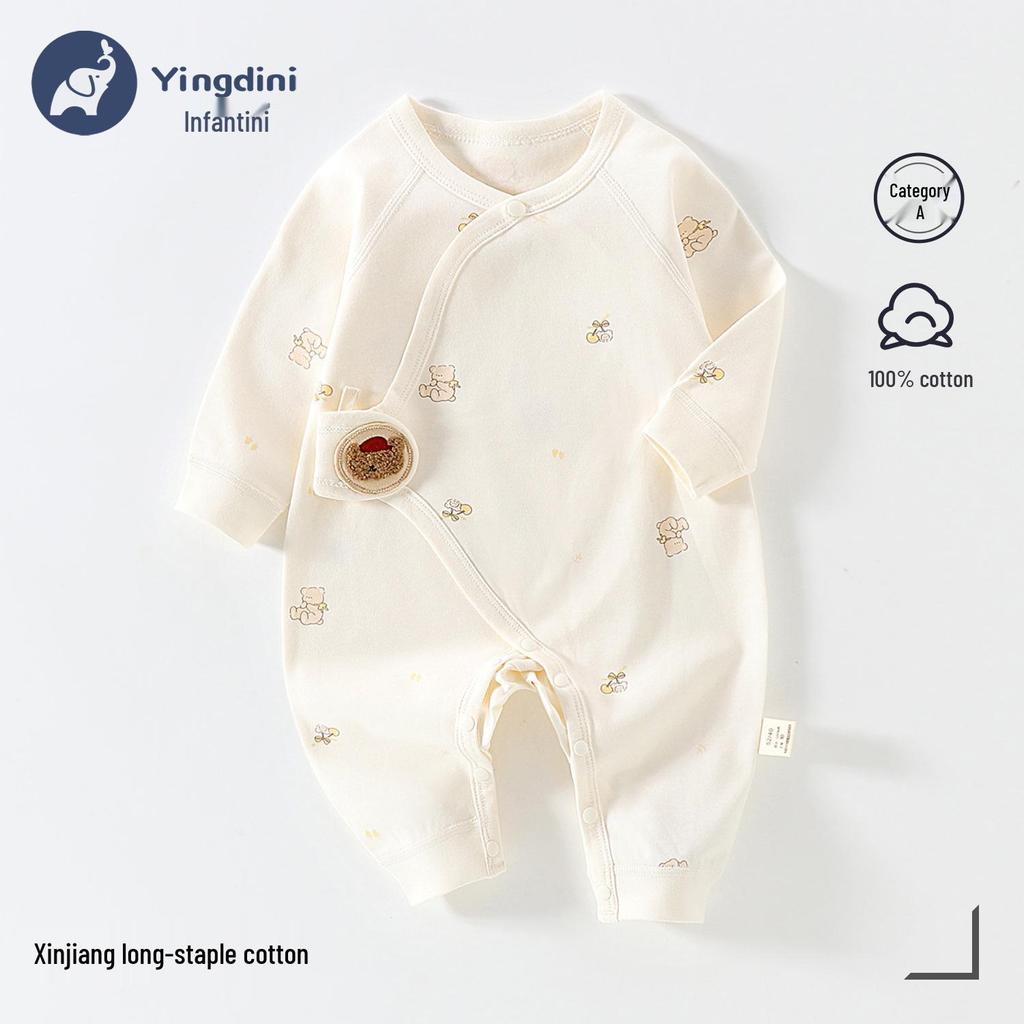 Neugeborenen Strampler aus reiner Baumwolle mit Schmetterlingsmotiv - Atmungsaktiver doppellagiger Anzug für Herbst und Frühling