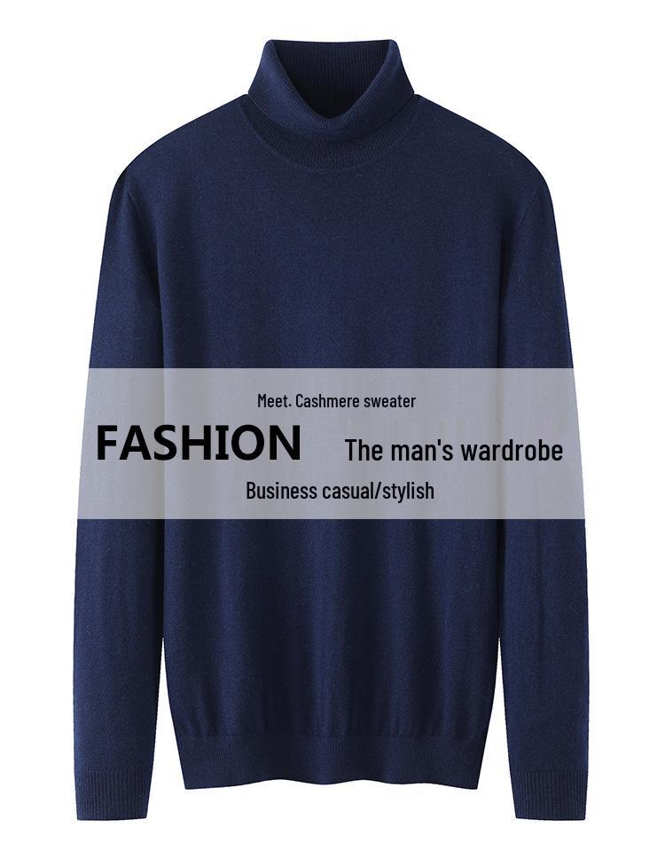Brand Tagless Men's Cashmere High Collar Windproof Sweater - Warm & Versatile for Autumn/Winter