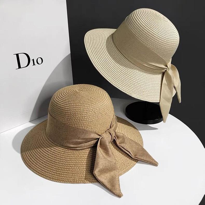 Straw Hat Female And Female Sunshade Summer Outing Beach Hat Bow Sun Hat Sunscreen Hat Versatile Large Brim