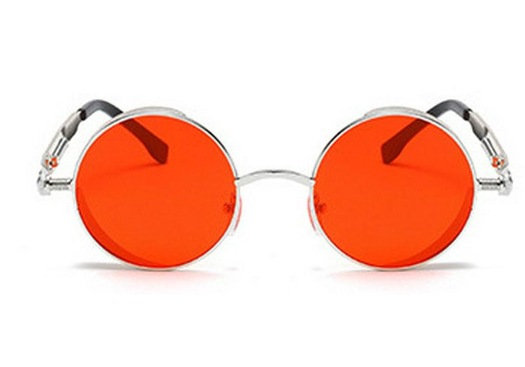 Versatile European-American Steampunk Metal Sunglasses with Spring Legs - Model 58028