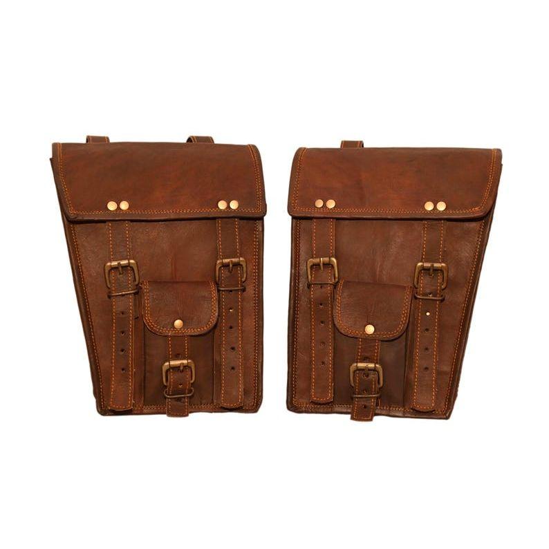 

Handmade Leather Motorcycle Saddle Bags Vintage Bike Panniers, Enfield, Harley, Cruiser 11 x 9 x 4 in