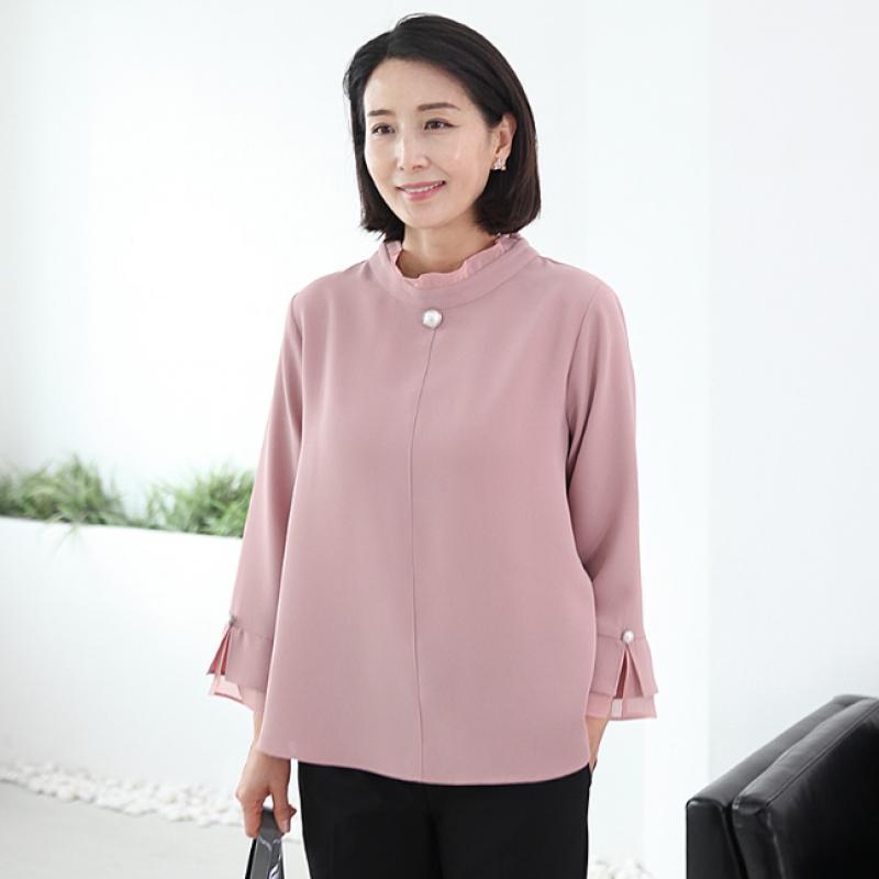 Shiz Madam Women S Floral Pearl Double Sleeve Frill blouSe T57485