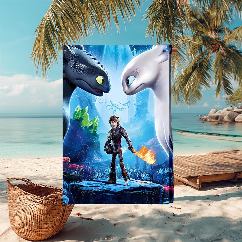1pc Toothless2 Beach Towel, Comfortable and Thick, and Swimming/Bath/Picnic/Camping Towel, Suitable for Seaside Beaches