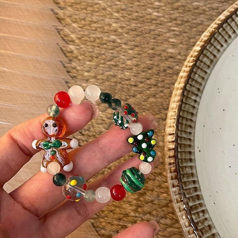 Christmas Bracelet Cute Santa Claus Gingerbread Man Bracelet Christmas Eve Gift Girlfriend Bracelet Jewelry Bangles for Women