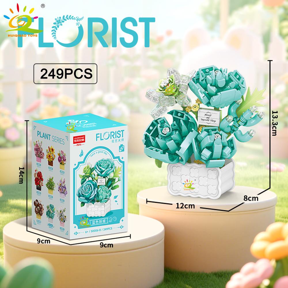 MOC Mini Flower with Vase Model Micro Building Block Eternal Bouquet Home Desk Desk Plant Decor Brick Girl Children Toy