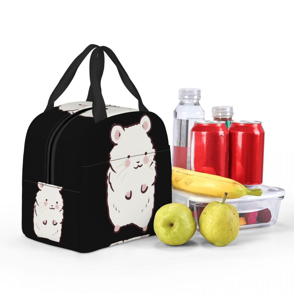 Cute Hamster Drawing Insulated Lunch Bag for Women Kids Portable Food Boxes Thermal Lunch Box Tote