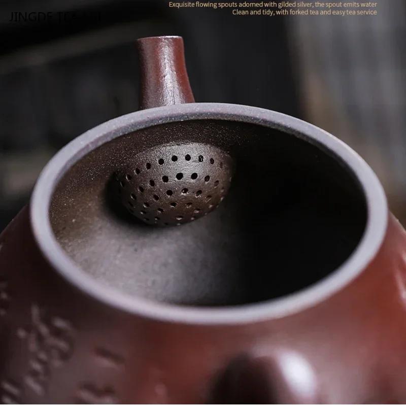 1 set di teiere cinesi in argilla viola Yixing, in ceramica grezza, retrò, fatte a mano, di piccola capacità, set da tè Kung Fu per uso domestico