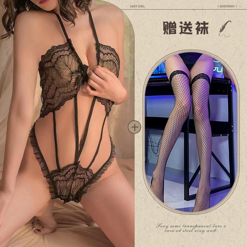 Night listening incense new sexy underwear sexy lace temptation perspective hot couple flirting pajamas onesie set