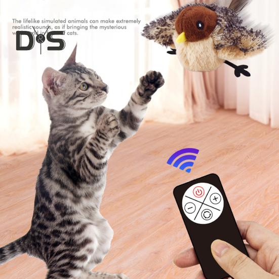 Flapping Bird Cat Toy Interactive Chirping Bird Catnip Toy with Lifelike Sound Touch Activated Rechargeable Bird Cat Kicker Toy for Indoor Cats
