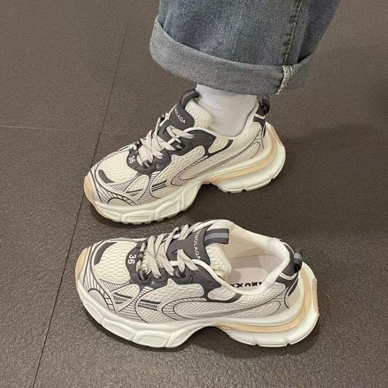Internet celebrity platform shoes women 2025 spring summer ins fashion versatile dad shoes tide casual mesh breathable sneakers