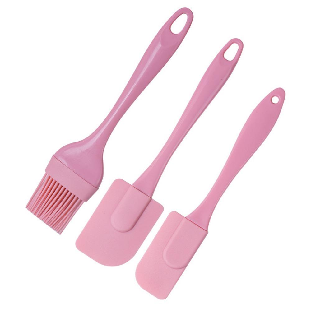 

3-Piece Silicone Spatula & Oil Brush Set, Heat Resistant Baking Kit, Silicone Cake Cream Spatula & Silicone Oil Brush