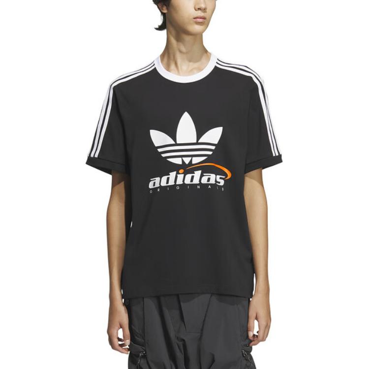 adidas Logo Sport Casual Pullover T-shirt Girocollo Uomo Top Neri IW6309