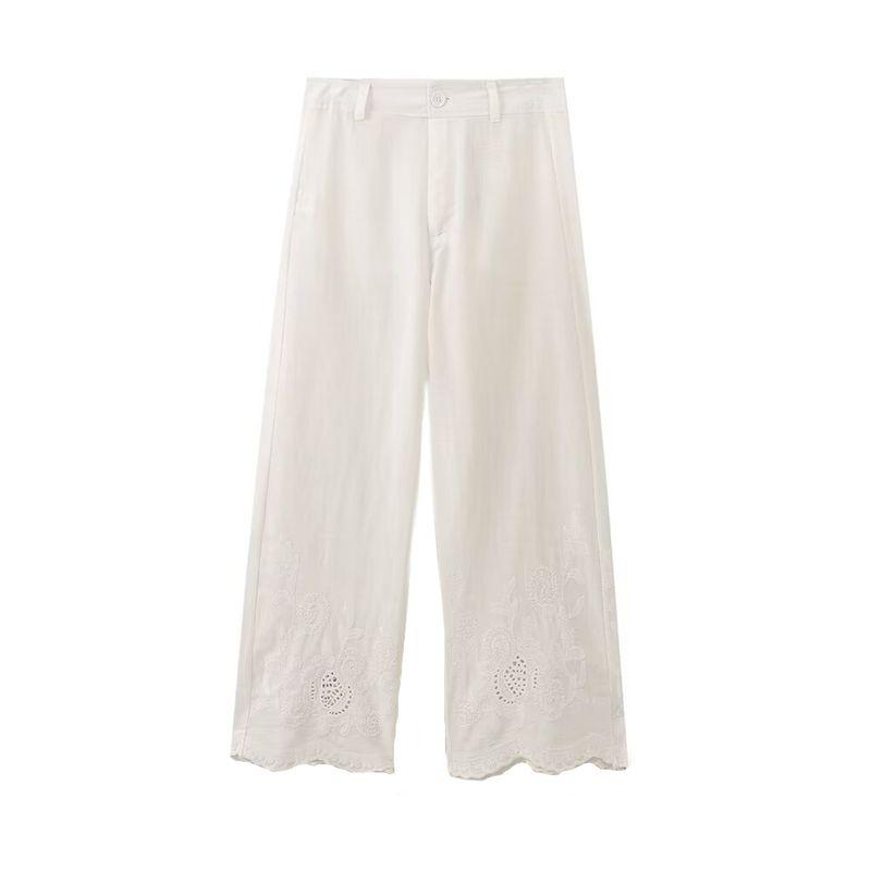 

Kaslead New Arrival Women s Clothing Fashion Style Fashion Casual Minimalist Easiest for Match Embroidered Wide-Leg Pants 2731241 Beige L