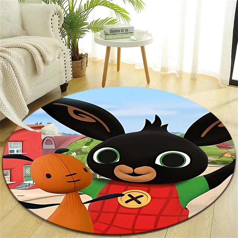 1pc Bing Bunny3 Design Printed Area Round Carpet for Bedroom Living Room Home Decor Rugs Mat Non Slip Mat Rug for Bedside