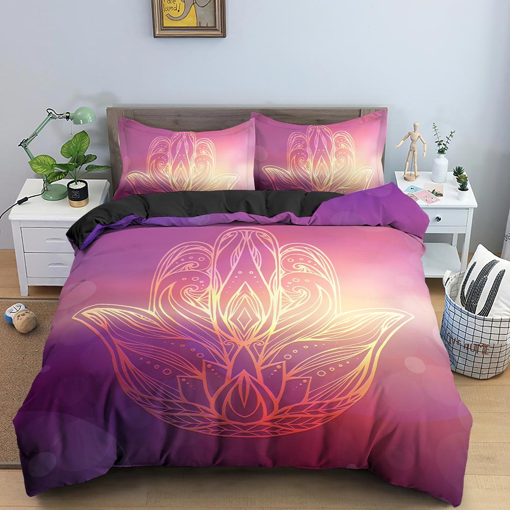 Set Copripiumino Mano di Fatima King Size Nero Dorato Set Biancheria da Letto Lusso Stampa Mano d'Oro di Fatima Boho Hippie 2/3pz Copripiumino