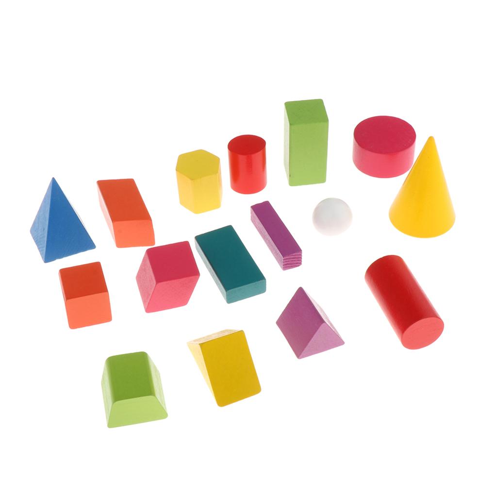 16pc Math Manipulatives Geometry Set Blocks for Kids Preschool Learning Toys