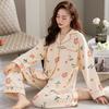 1011 New Pure Cotton Pajamas Women's Spring and Autumn Long-sleeved Large-size Confinement Clothing Set Can Be Worn Outside In Winter
