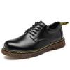 Round head casual leather shoes muffin bottom tooling low-top Martin shoes men's leather heightening retro