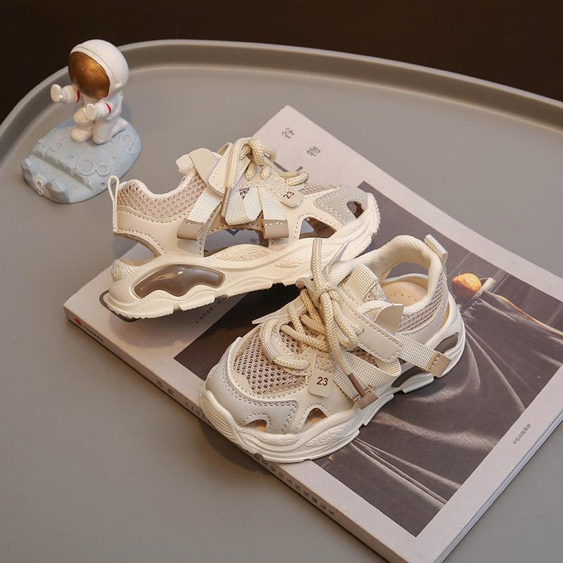Fashion Comfortable Soft Sole Closed Toe Children Sports Sandals For Boys And Girls 21 бежевый