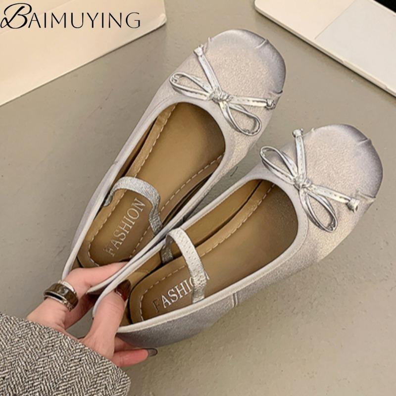 Fashion Luxury Satin Silk Bow Ballet Shoes Woman Mary Jane Flats Sandals 2025 New Brand Classic Bowtie Elastic Band Ladies Soft Loafers