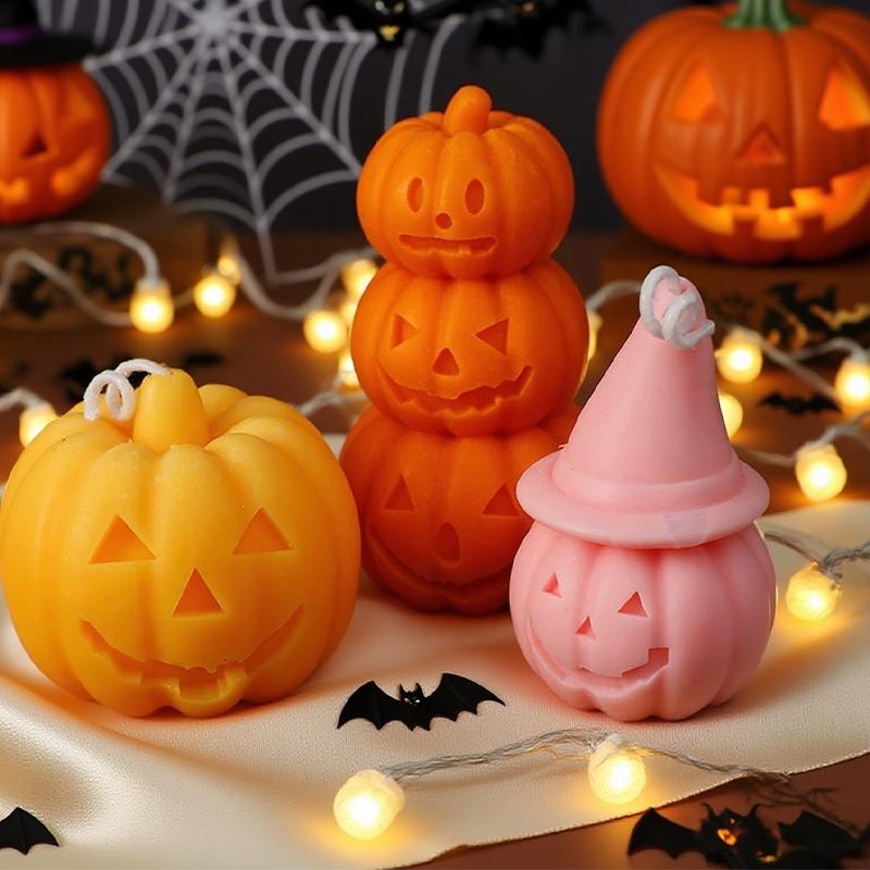 1Pc Halloween Pumpkin Ghost Candle Natural Soy Wax Aromatherapy Candle Smokeless Long-lasting Burn Home Decor Party Atmosphere
