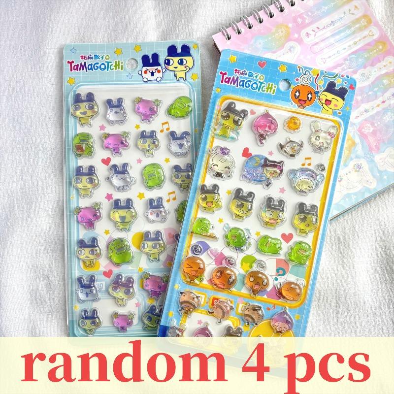 2Pcs Tamagotchi 3D Solid Cartoon Relief Fun Stickers - Crystal Diamond Resin Decals For Kids Girls Diy Decoration