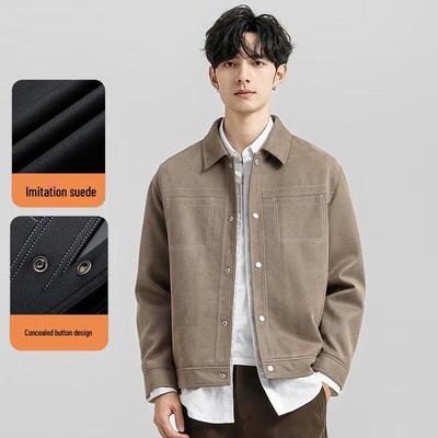 Men's Faux Suede Lapel Workwear Jacket