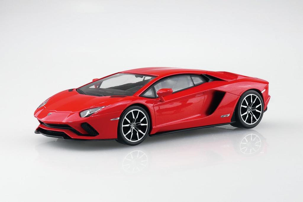 Aoshima Bunka Kyozai Rakupla Snap Kit Lamborghini Aventador S Pearl Red Plastic Model 1/32 No.07-PR Pre-Colored (Automobile)