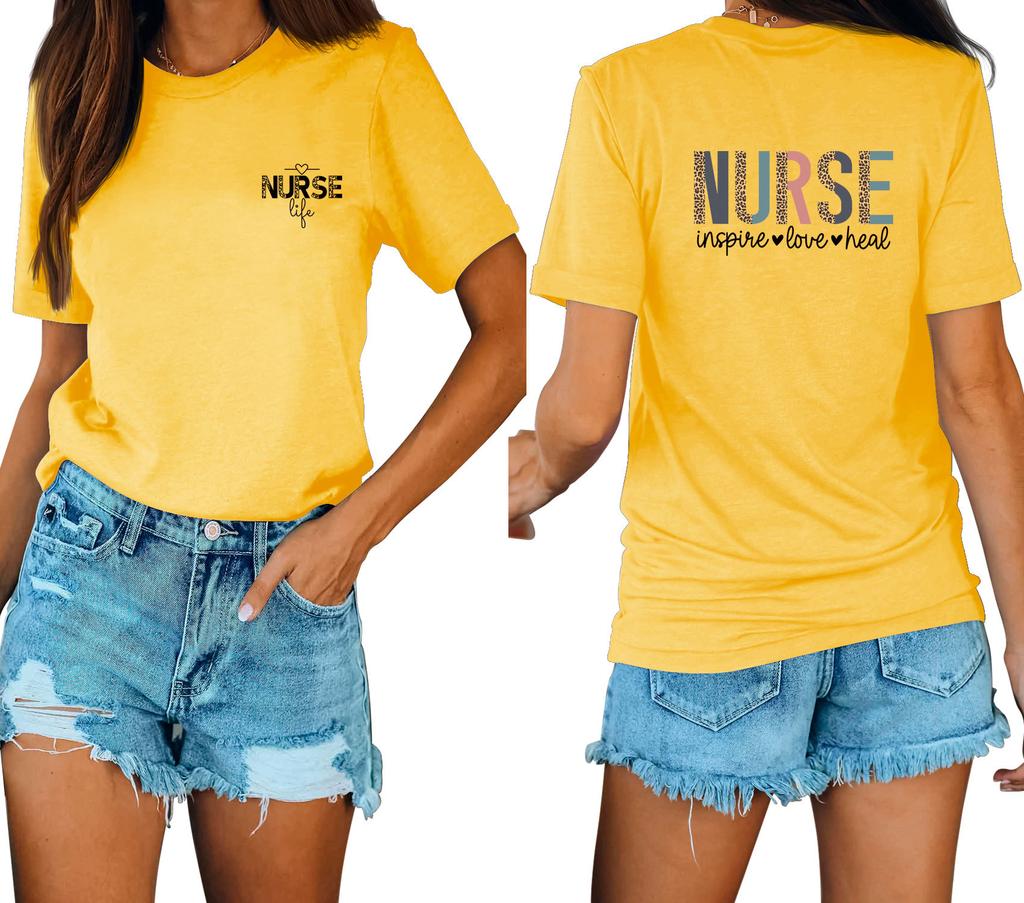 Casual fashion front and rear printing loose round neck short sleeves