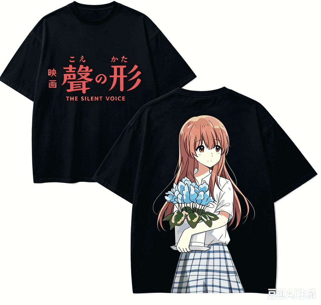 A Silent Voice Anime Liebhaber T-Shirt Harajuku Baumwolle Neues Modell High Street Retro Übergroß Unisex