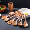 2023 Acacia Wood Long-Handle Non-stick Cooking Spatula & Ladle Set