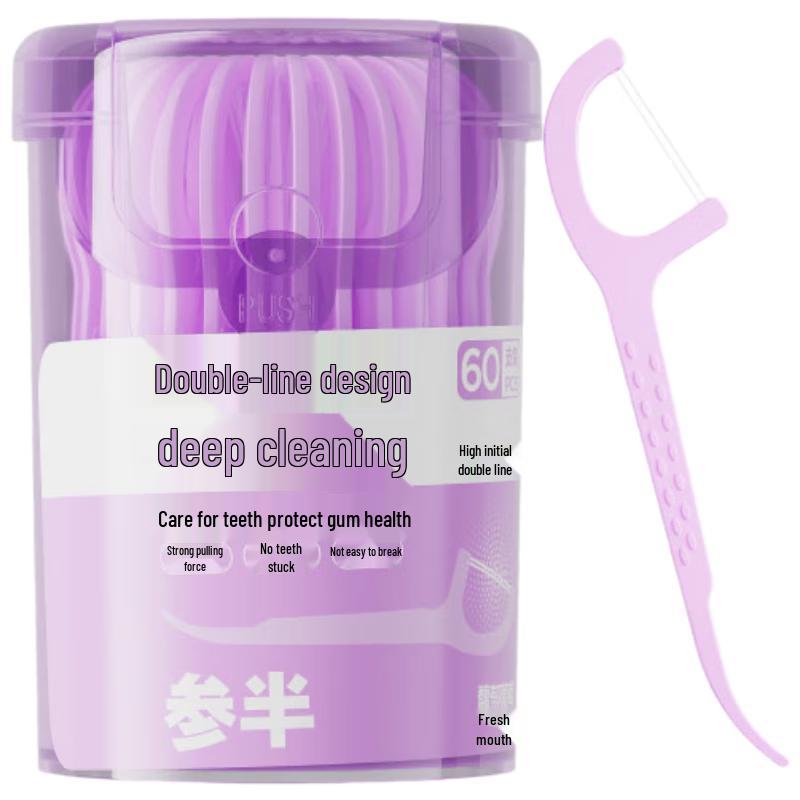 Can-ban Double-Line Grape Dental Floss Sticks